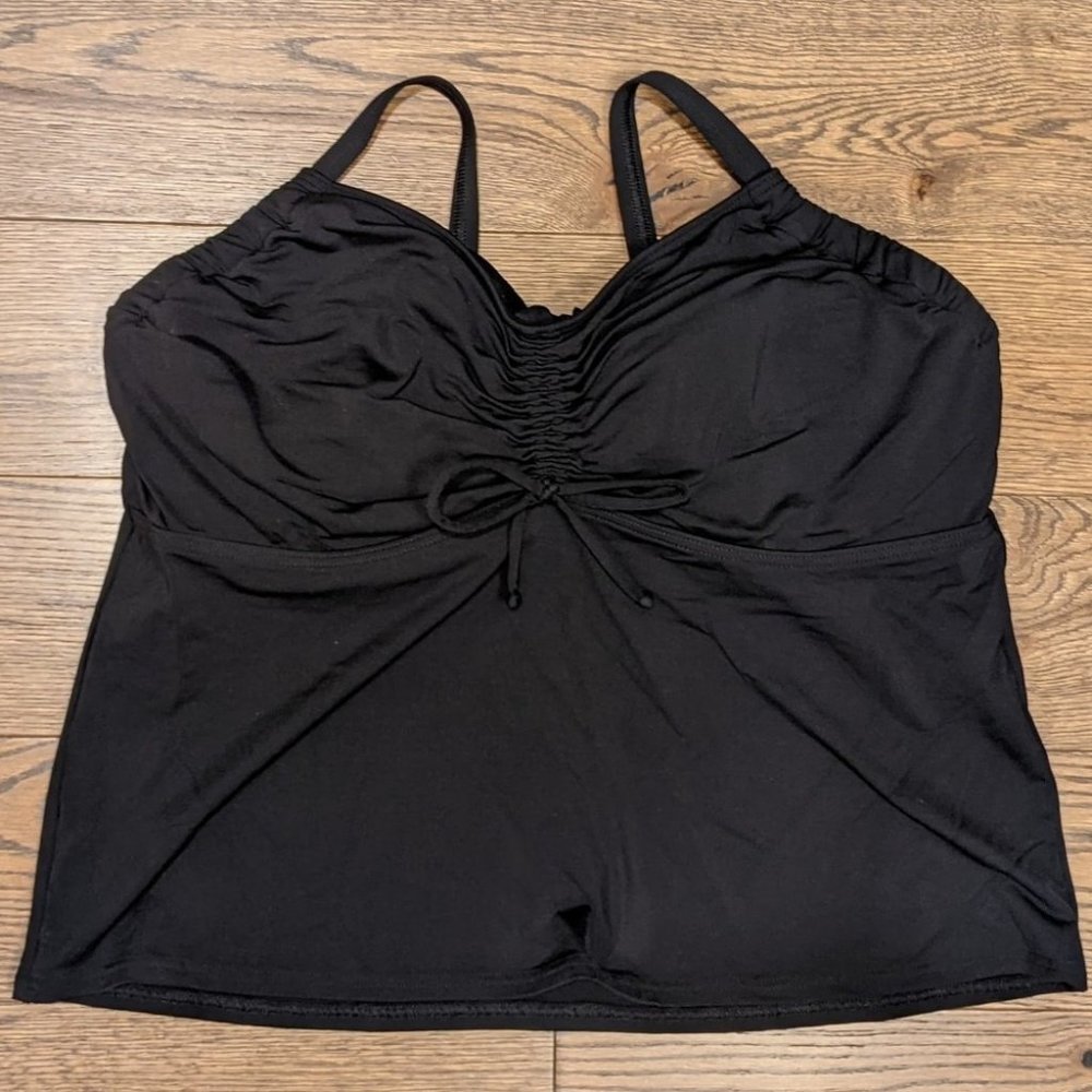 Lands' End Black Tankini Top Size 14W DDDD